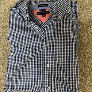 Tommy Hilfiger Navy and White Plaid Shirt